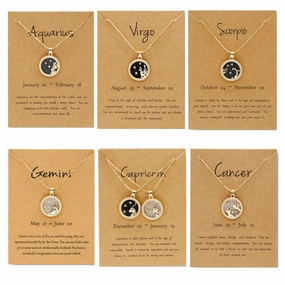 Wholesale Coin Gold Day and Night Twelve Constellations Alloy Clavicle Chain