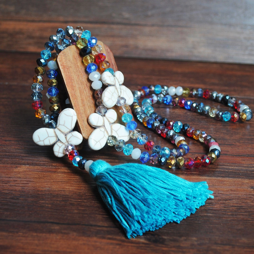 Wholesale  color crystal white turquoise butterfly necklace