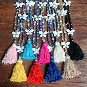 Wholesale  color crystal white turquoise butterfly necklace