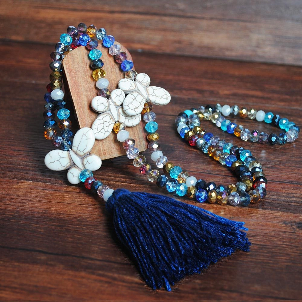 Wholesale  color crystal white turquoise butterfly necklace