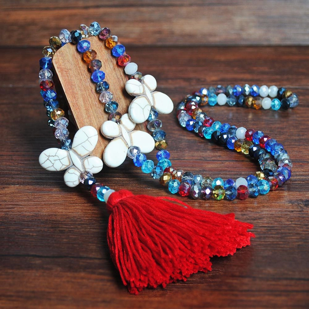 Wholesale  color crystal white turquoise butterfly necklace