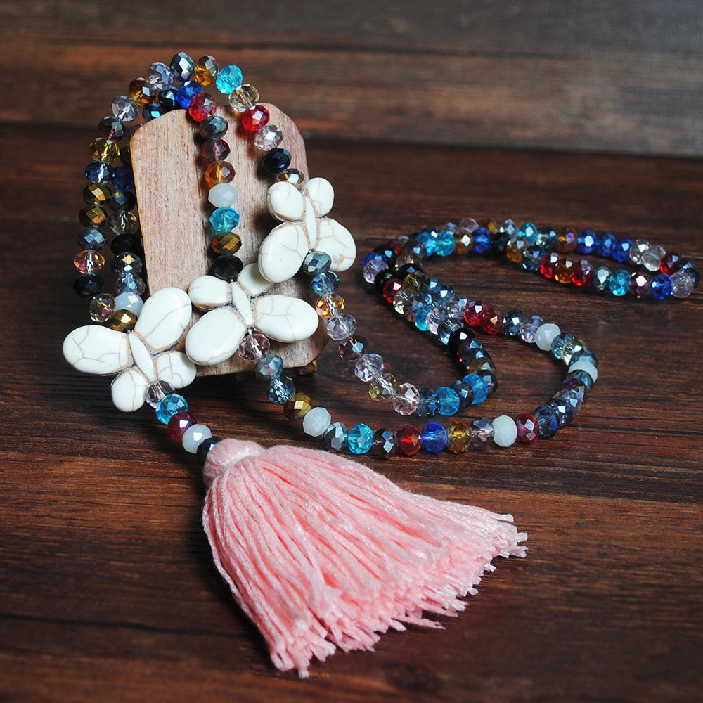 Wholesale  color crystal white turquoise butterfly necklace