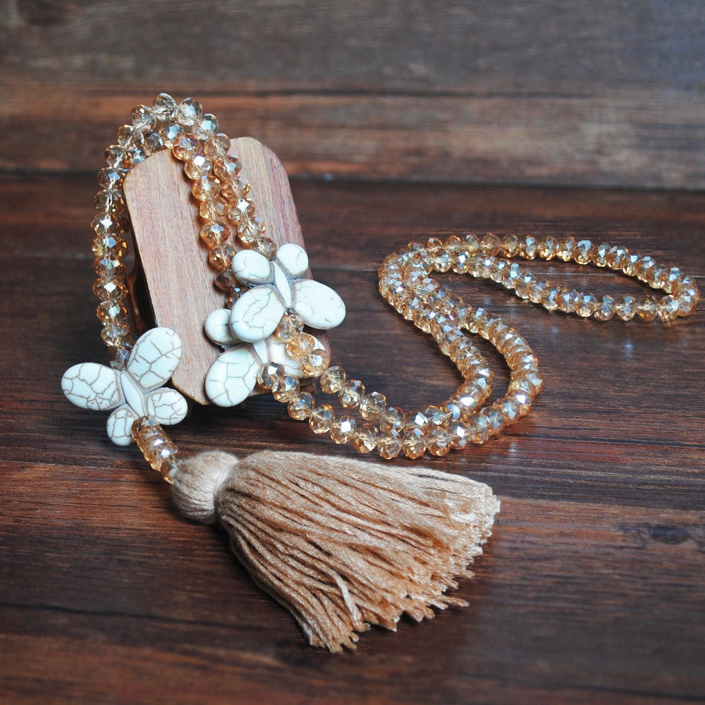 Wholesale  color crystal white turquoise butterfly necklace
