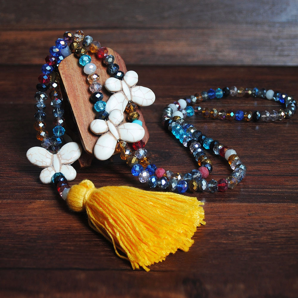 Wholesale  color crystal white turquoise butterfly necklace