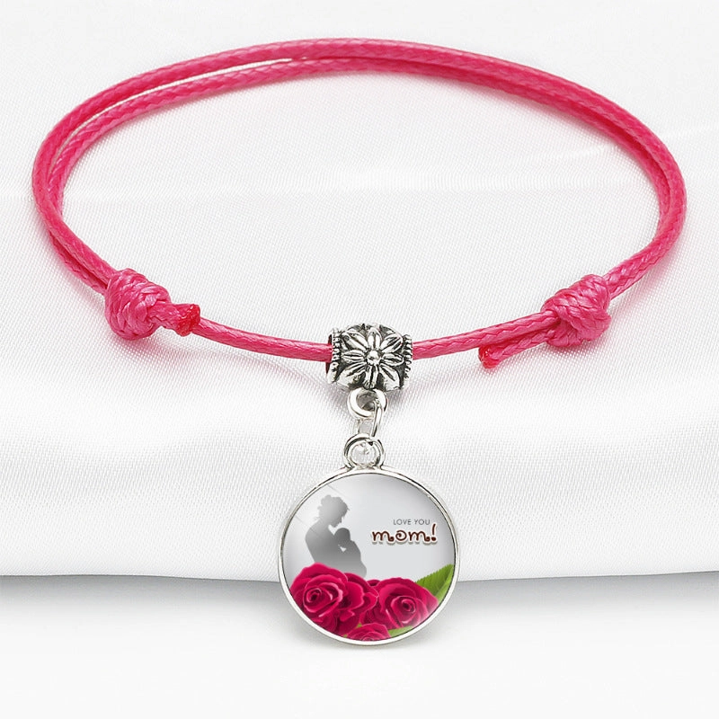 Wholesale Color MOM Series Time Gemstone Leather Bracelet