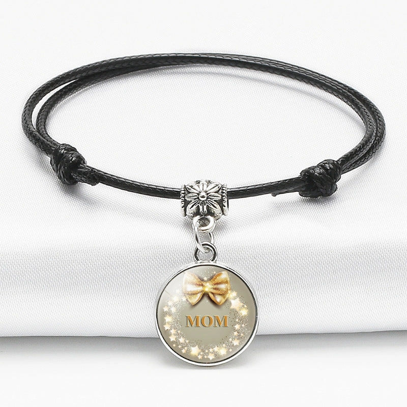 Wholesale Color MOM Series Time Gemstone Leather Bracelet