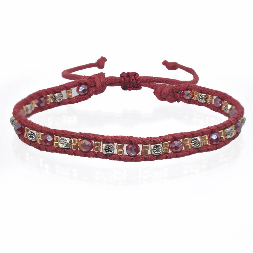 Wholesale  color narrow round double braided rope bracelet