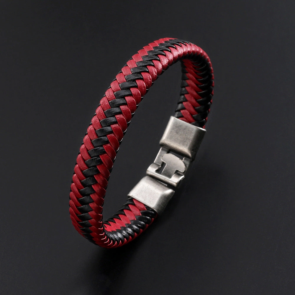 Wholesale Color Woven Leather Men's Bracelets