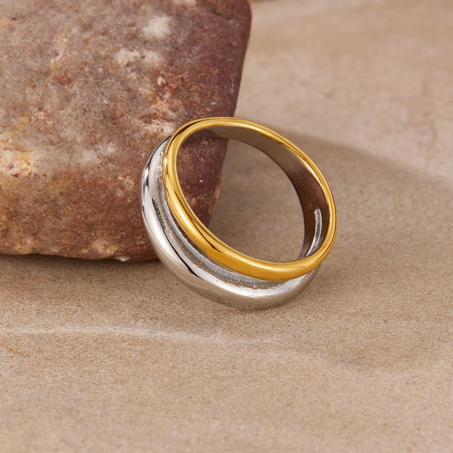Wholesale Colorblock Titanium Steel Ring