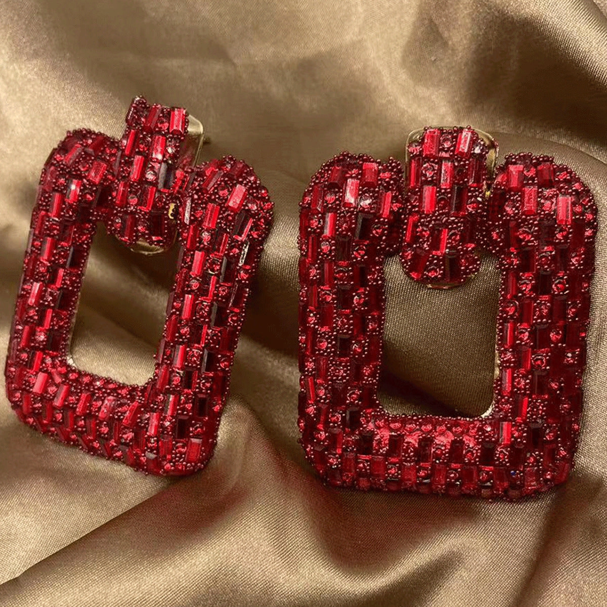 Wholesale Colored Glass Full Water Diamond Earrings