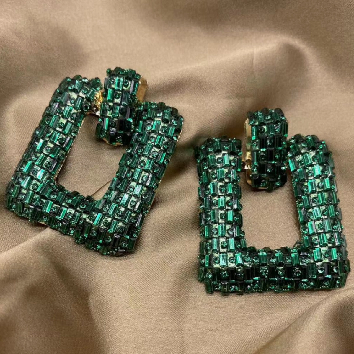 Wholesale Colored Glass Full Water Diamond Earrings