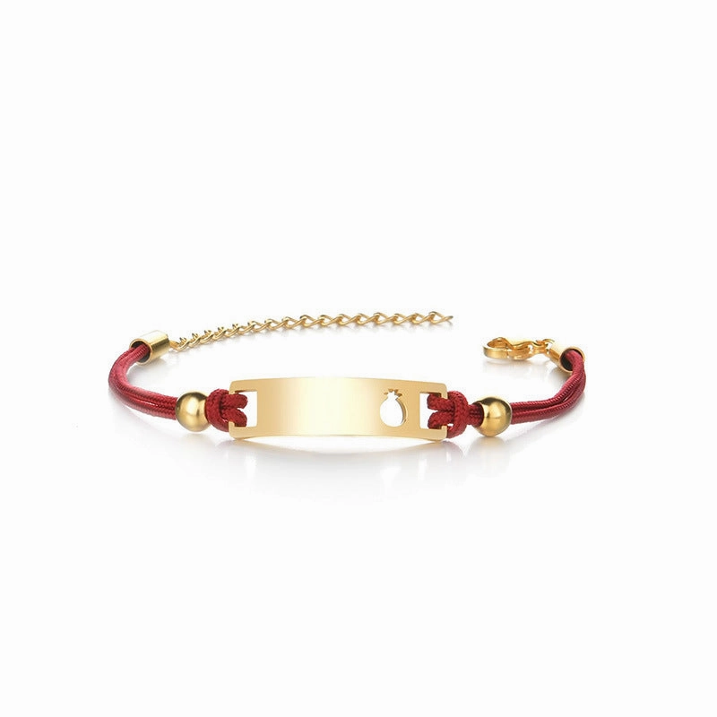 Wholesale Colored Rope Children's Curved Brand Engraved Hollow Moon Love Bracelet
