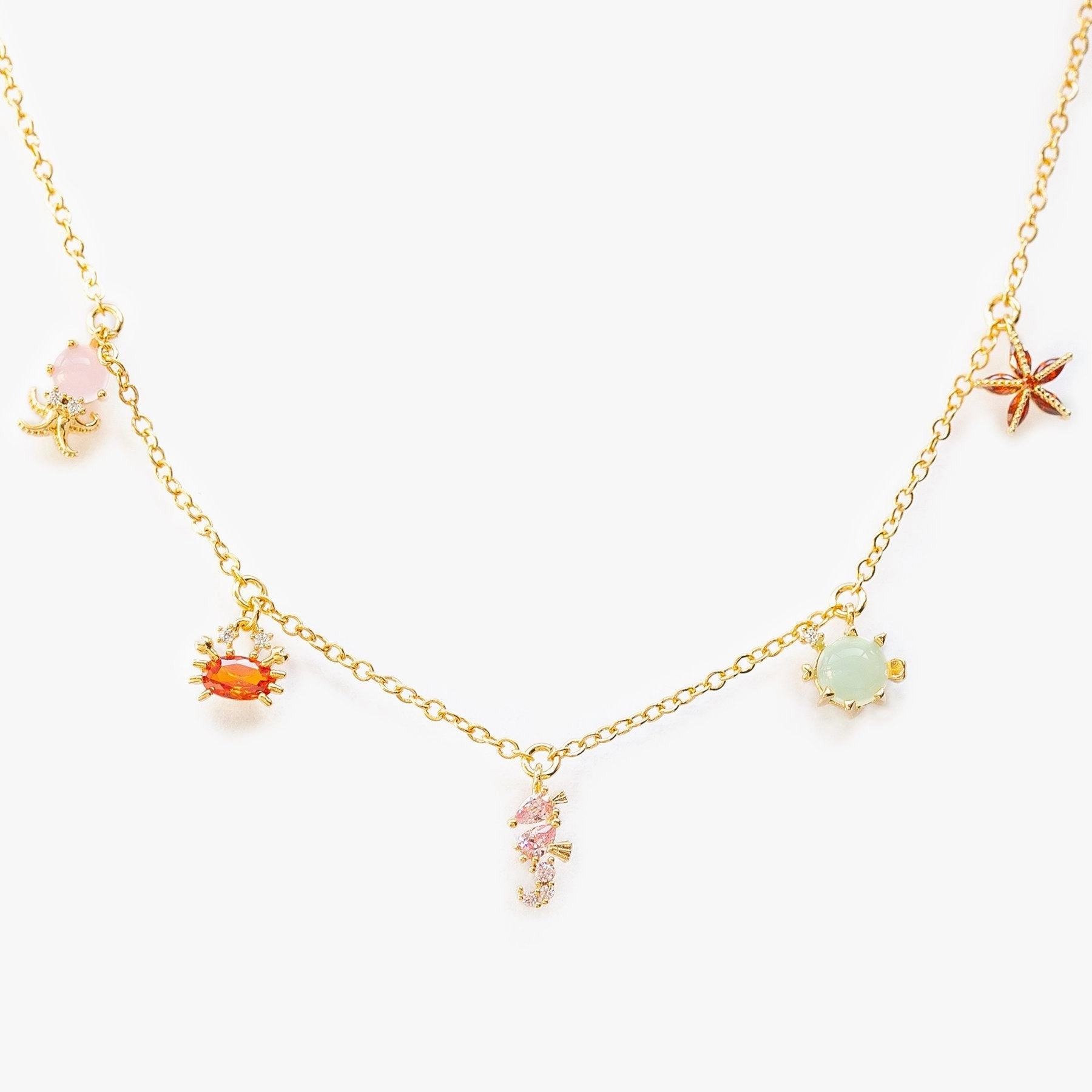 Wholesale Colored Zircon Sea Small Animals Alloy Necklace