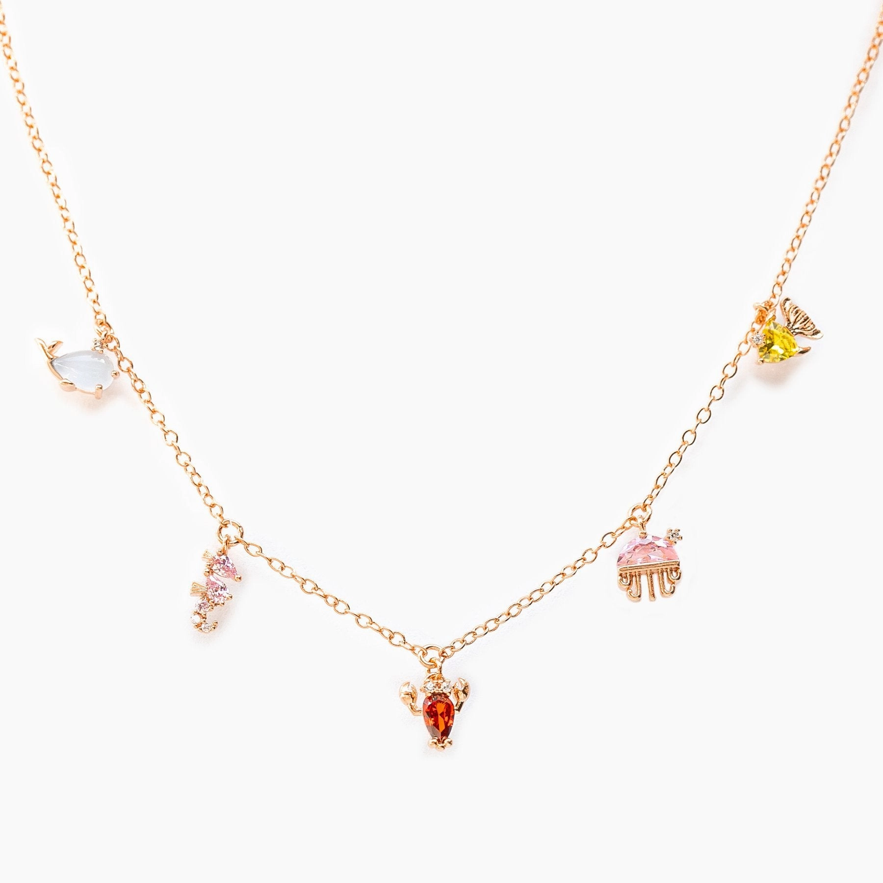 Wholesale Colored Zircon Sea Small Animals Alloy Necklace