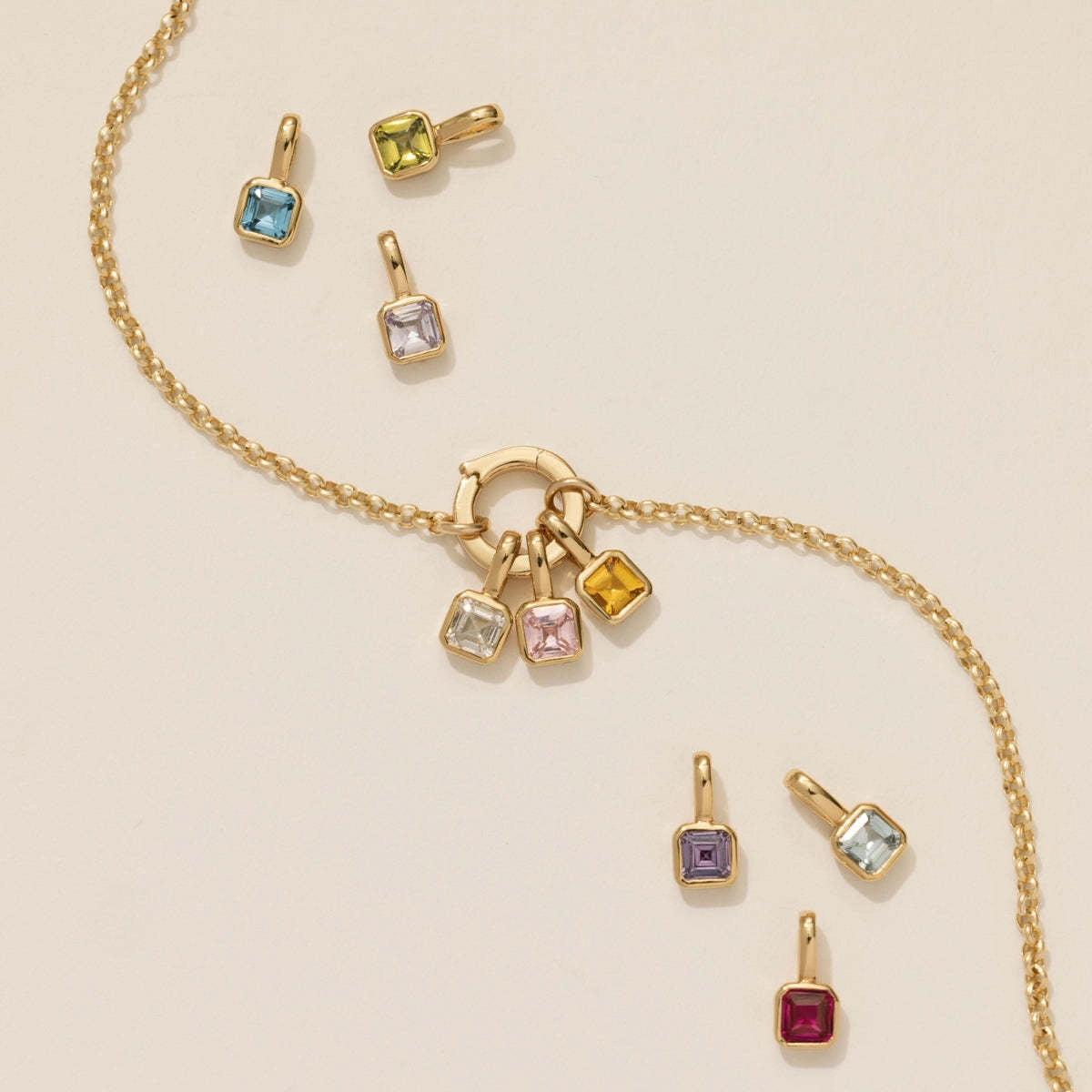 Wholesale Colorful 12 Birthstone Pendant Diy Accessories Necklace