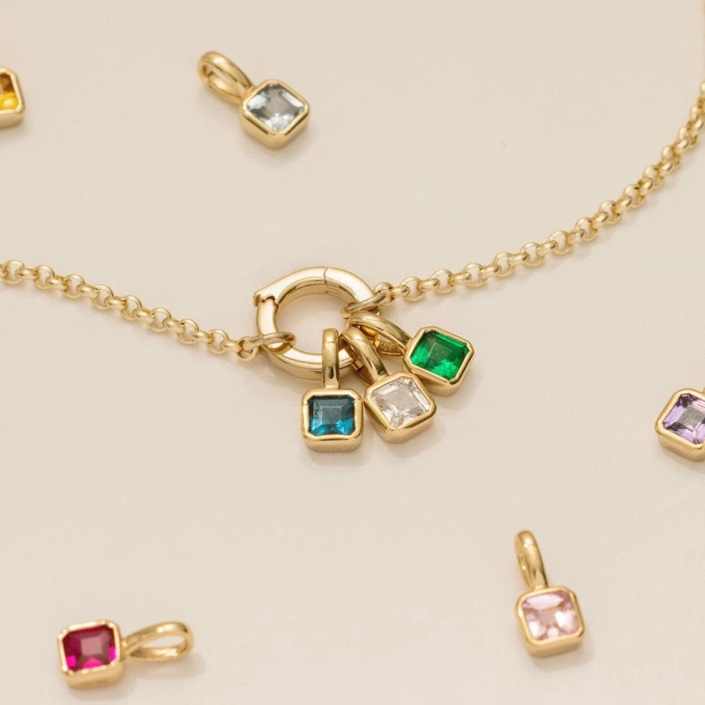 Wholesale Colorful 12 Birthstone Pendant Diy Accessories Necklace