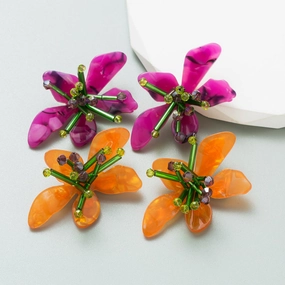 Wholesale Colorful Acrylic Flower Earrings