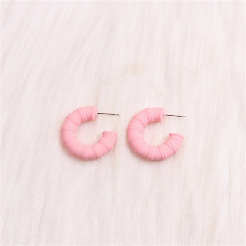 Wholesale Colorful Bamboo C-ring Acrylic Earrings