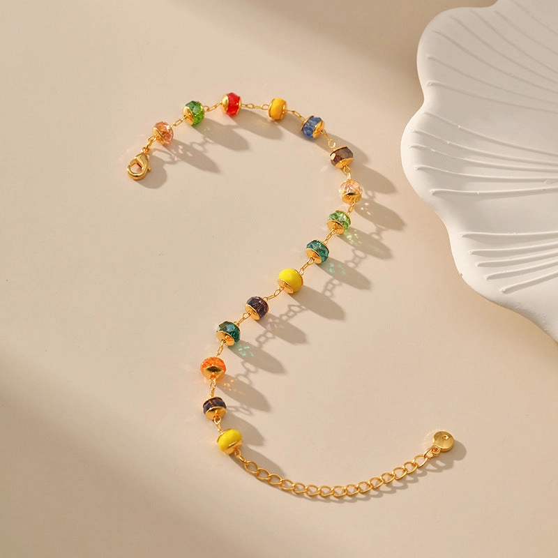 Wholesale Colorful Beaded Gold Plated Bracelet