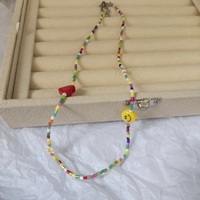 Wholesale Colorful Beaded Red Heart Necklaces