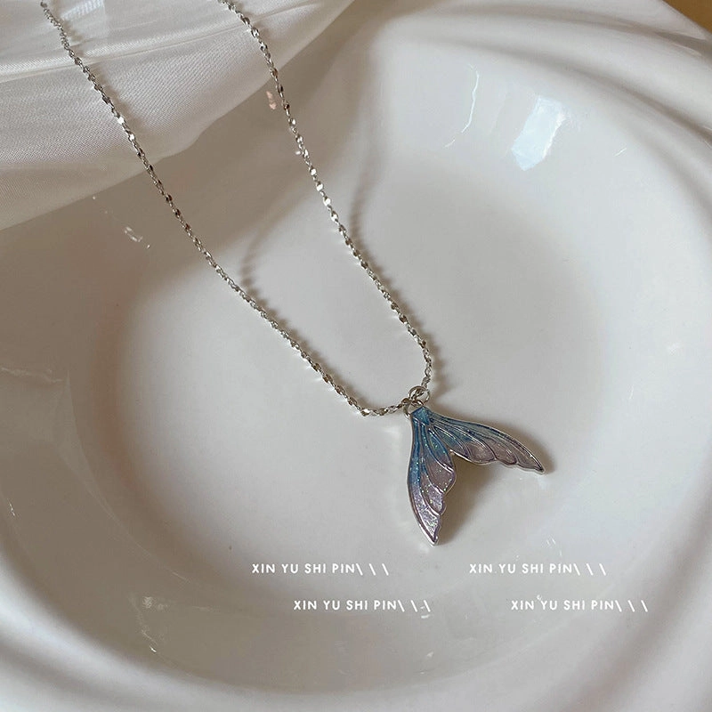 Wholesale Colorful blue and purple fishtail necklace