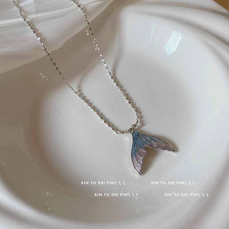 Wholesale Colorful blue and purple fishtail necklace
