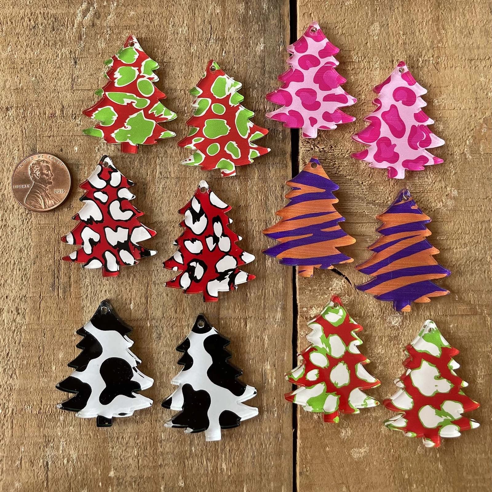 Wholesale Colorful Christmas Cow Pattern Christmas Earrings