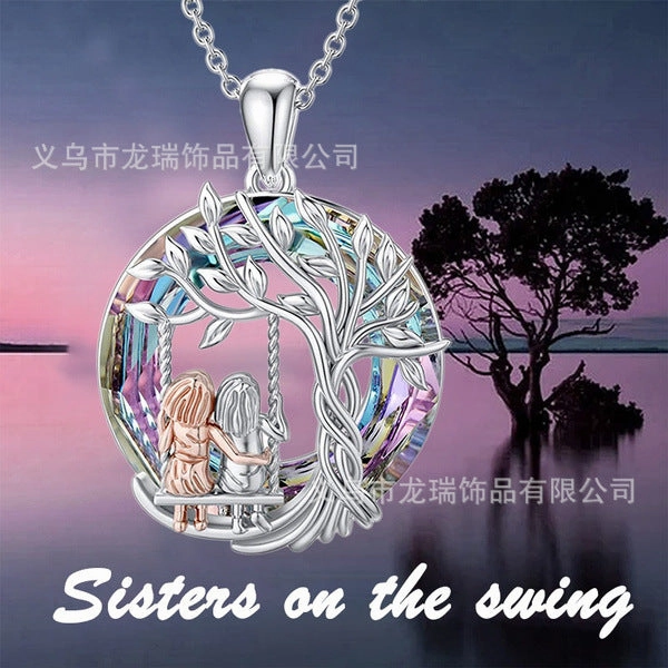 Wholesale Colorful Crystal Tree of Life Animal Necklace