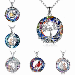 Wholesale Colorful Crystal Tree of Life Animal Necklace
