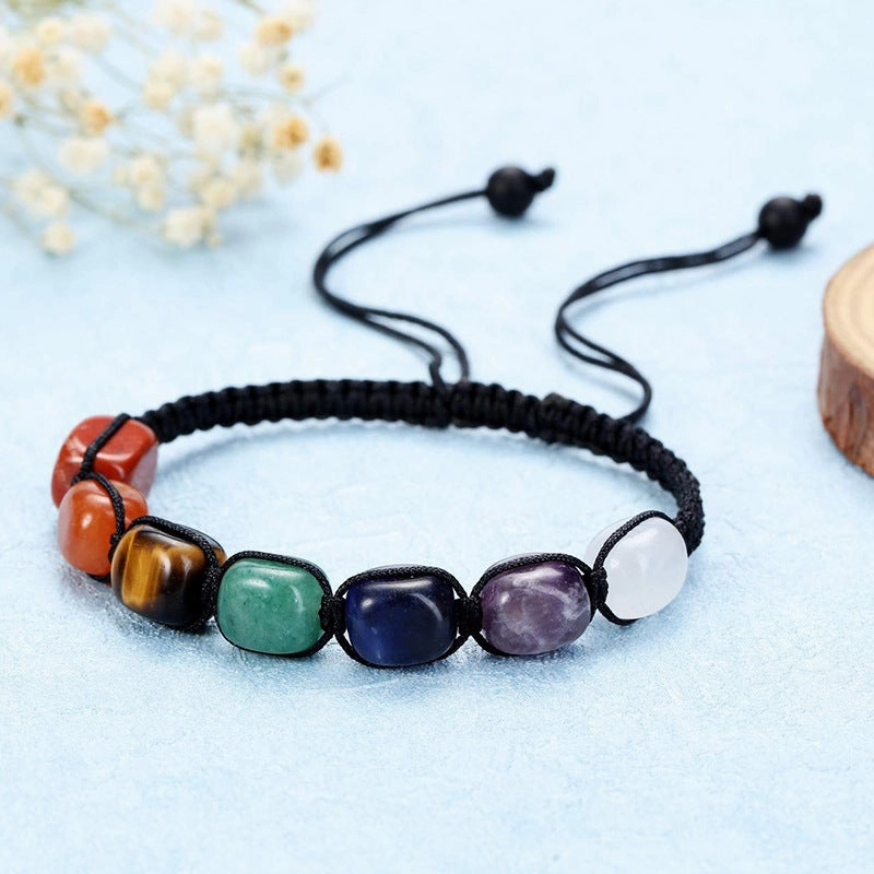 Wholesale Colorful Natural Stone Handwoven Tiger Eye Stone Agate Crystal Bracelets Yoga Bracelets