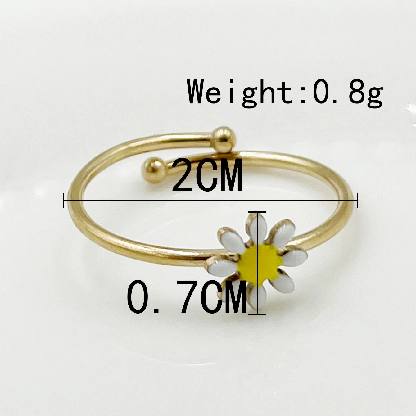 Wholesale Colorful Oil Drip Sunflower Adjustable Titanium Steel Ring