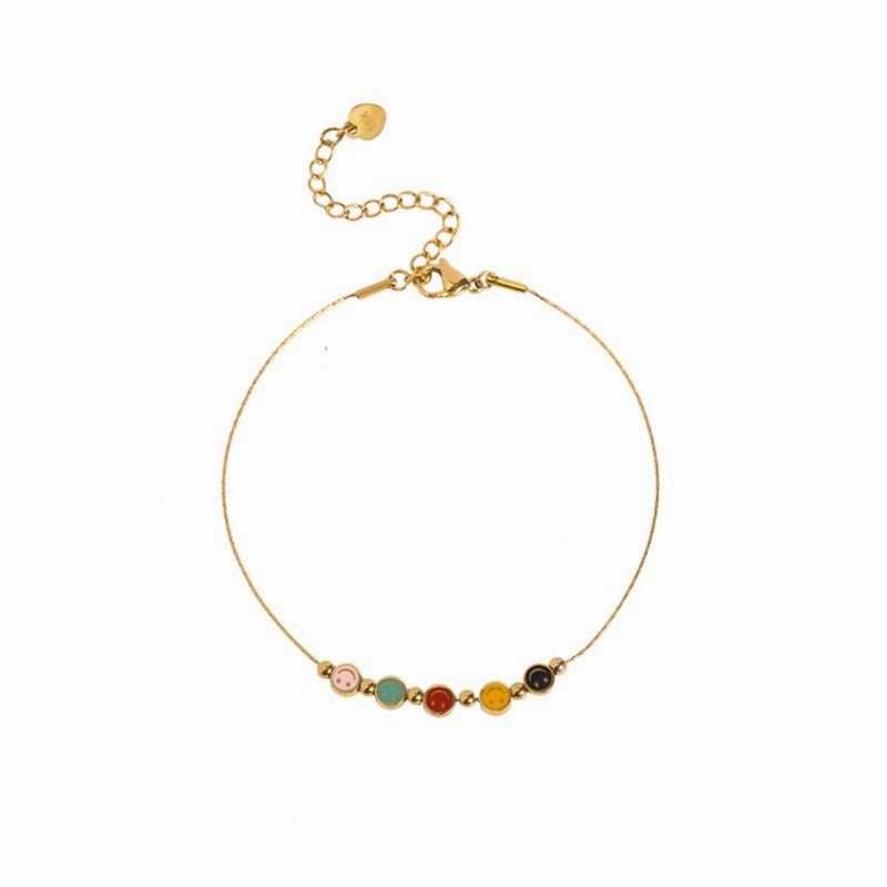 Wholesale Colorful Smiley Oil Dripping Titanium Steel Necklace