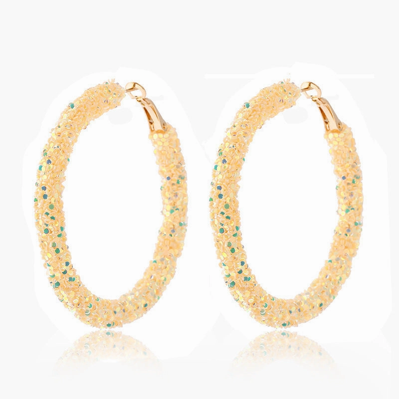 Wholesale Colorful Sparkling Circle Metal Earrings