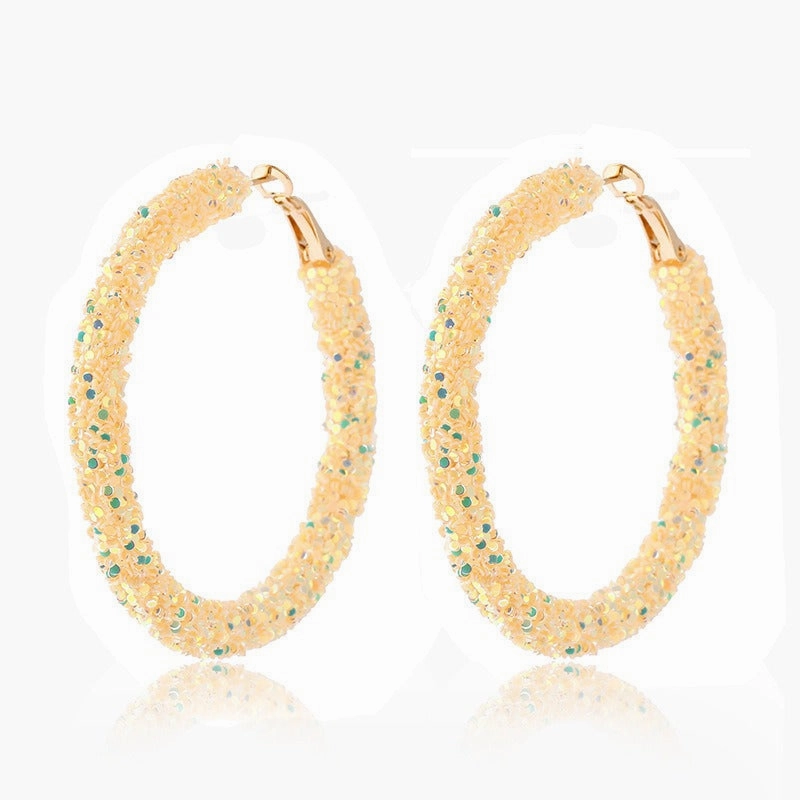 Wholesale Colorful Sparkling Circle Metal Earrings