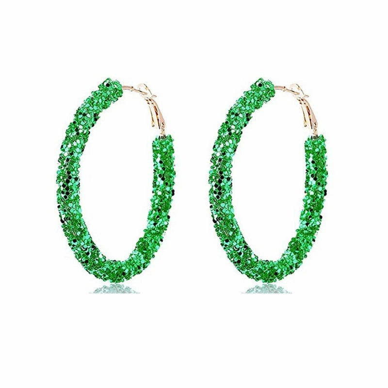 Wholesale Colorful Sparkling Circle Metal Earrings