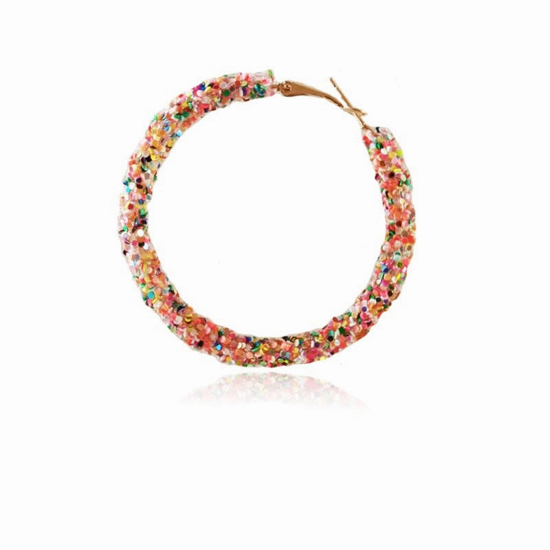 Wholesale Colorful Sparkling Circle Metal Earrings