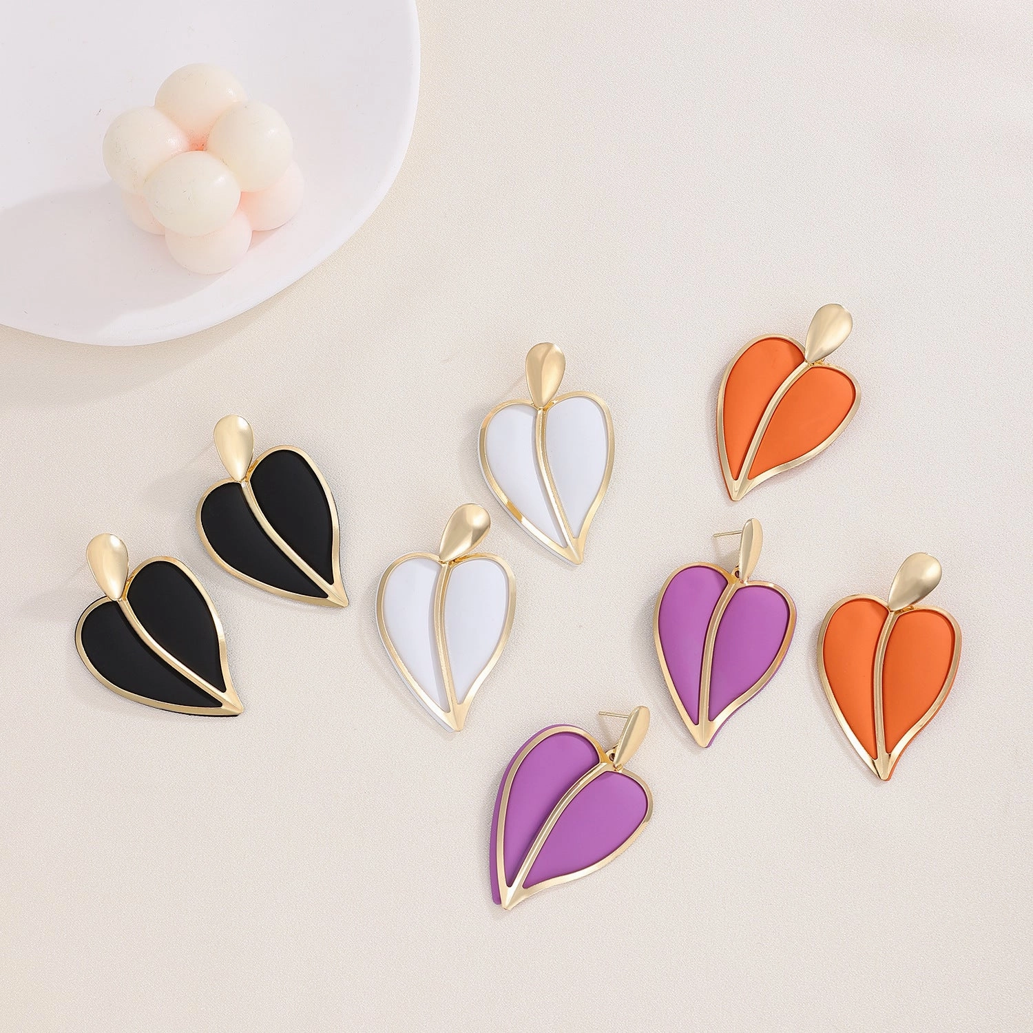 Wholesale Colorful Spray Painting Love Droplet Double Layer Alloy Earrings