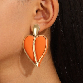 Wholesale Colorful Spray Painting Love Droplet Double Layer Alloy Earrings
