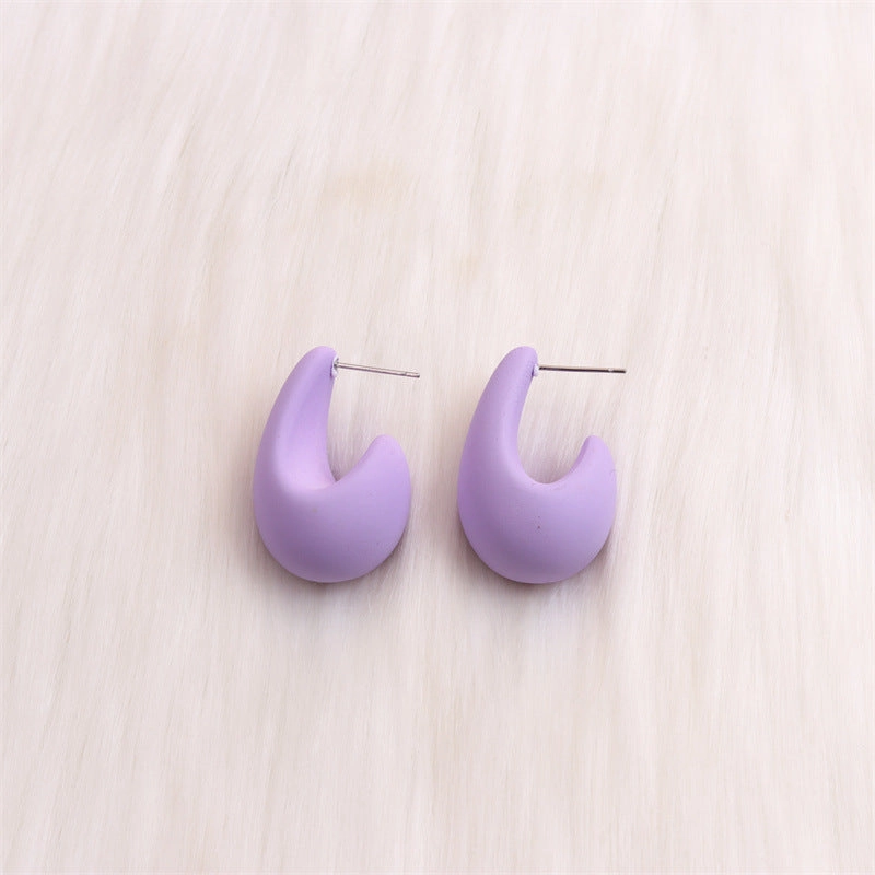 Wholesale Colorful Three-dimensional C-ring Acrylic Earrings
