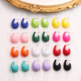 Wholesale Colorful Three-dimensional C-ring Acrylic Earrings