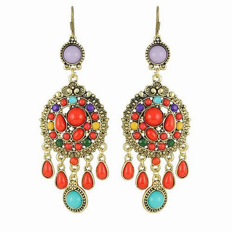 Wholesale colorful water drop tassel earrings
