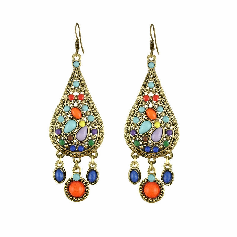 Wholesale colorful water drop tassel earrings