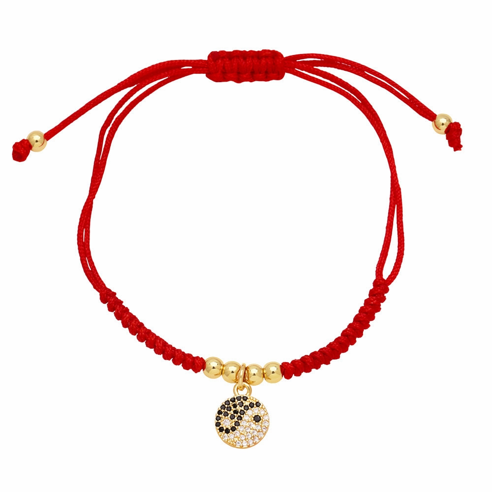 Wholesale Colorful Zircon Butterfly Tree of Life Love Pendant Red Rope Bracelet