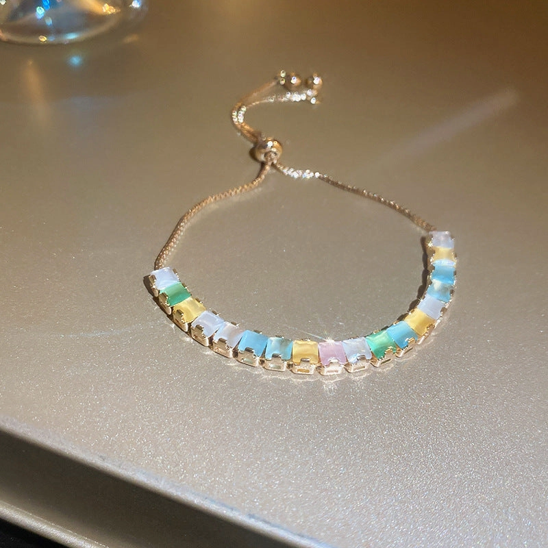 Wholesale Colorful Zircon Pull-out Adjustable Bracelet