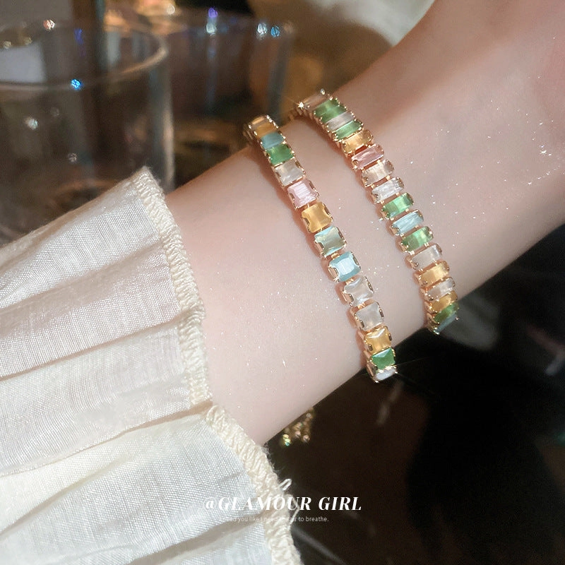 Wholesale Colorful Zircon Pull-out Adjustable Bracelet