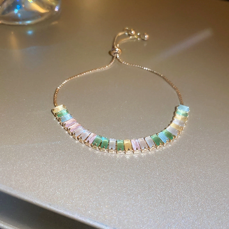 Wholesale Colorful Zircon Pull-out Adjustable Bracelet