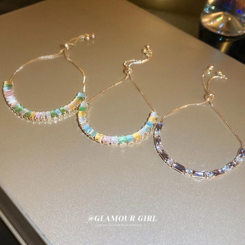 Wholesale Colorful Zircon Pull-out Adjustable Bracelet
