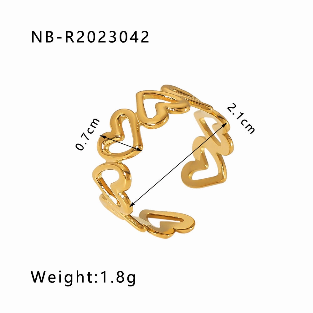 Wholesale commuter stainless steel open ring heart-shaped geometric titanium steel ring fashion simple  Personality ring female