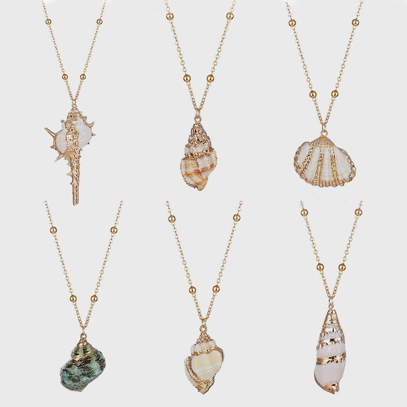 Wholesale Conch pearl necklace natural shell pattern pendant Bohemian