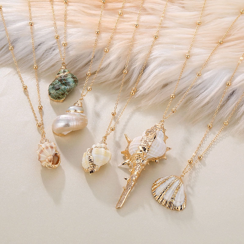 Wholesale Conch pearl necklace natural shell pattern pendant Bohemian